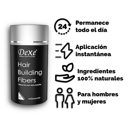 FIBRA CAPILAR DEXE®  ¡CUBRE TU CALVICIE EN SEGUNDOS!